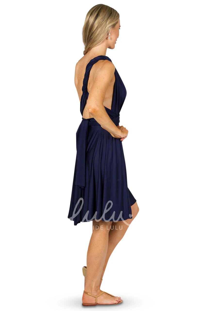 One-Shoulder Chiffon Bridesmaid Dress with Pleats Knee-Length Sleeveless