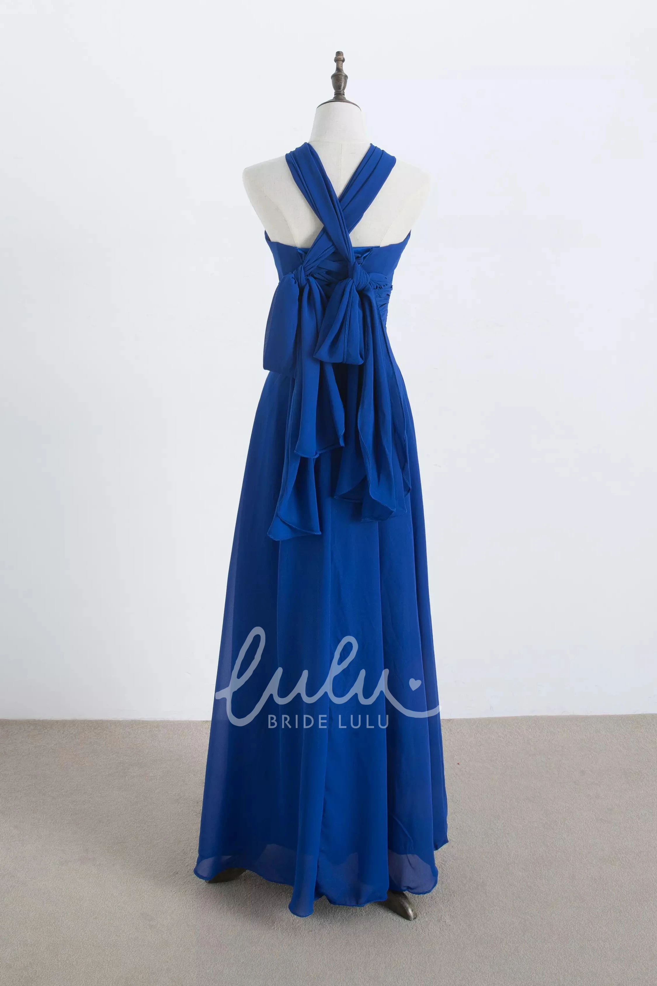Halter Chiffon Bridesmaid Dress A-line Floor-length Pleated