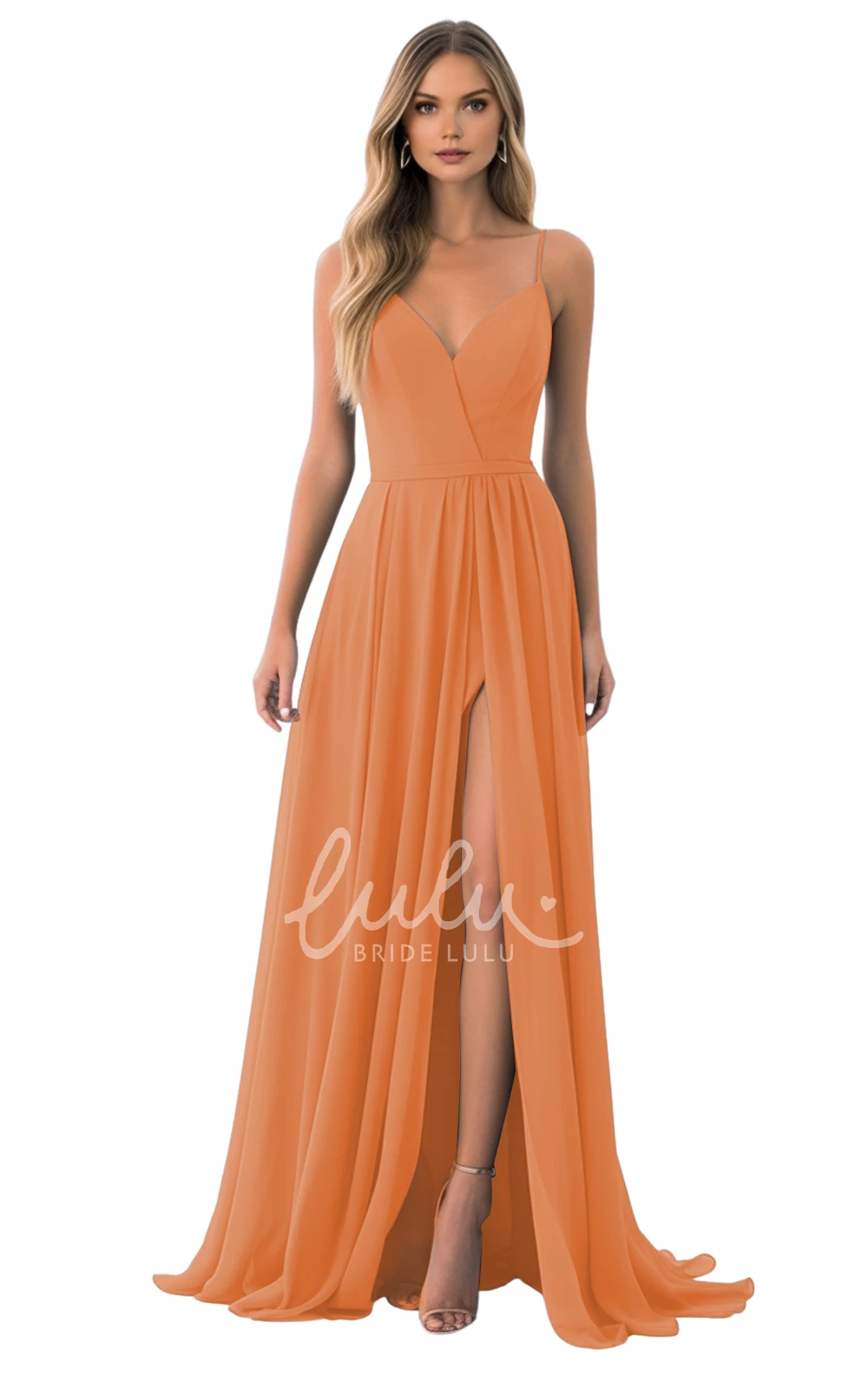 A-Line Spaghetti Chiffon Bridesmaid Dress Beautiful and Flowy