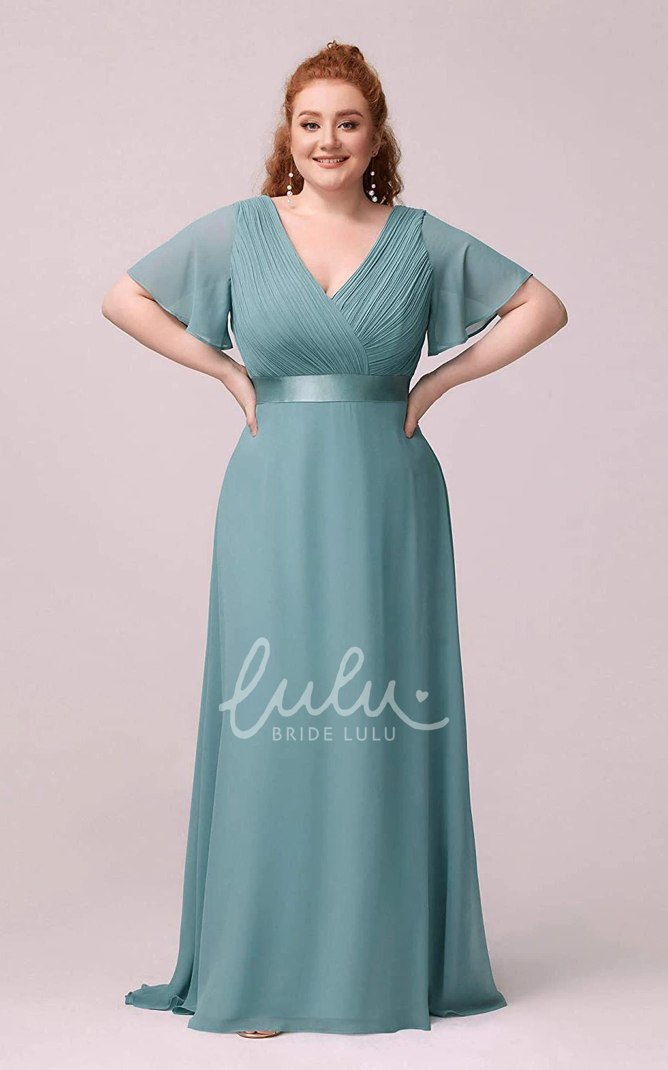 Chiffon V-Neck A-Line Mother Dress with Criss Cross Casual & Elegant