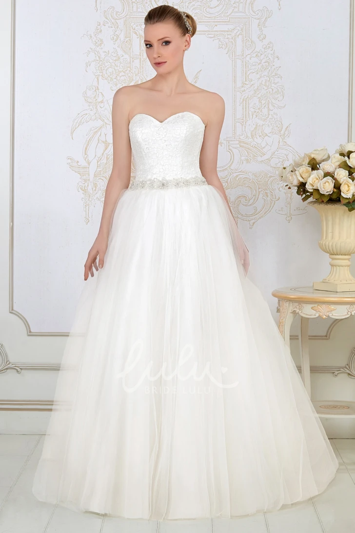 Tulle Sweetheart Sleeveless Ball Gown Wedding Dress with Jeweled Bodice