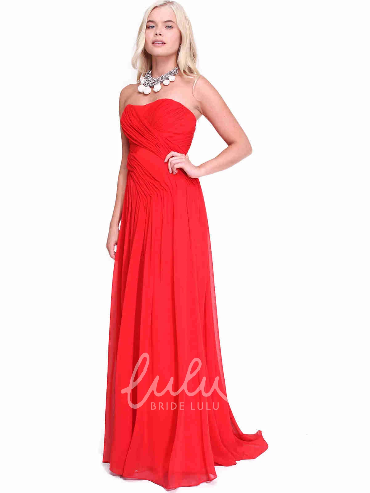 Jewel-Neck Sleeveless Chiffon Bridesmaid Dress with Ruched Detail Elegant Bridesmaid Dress