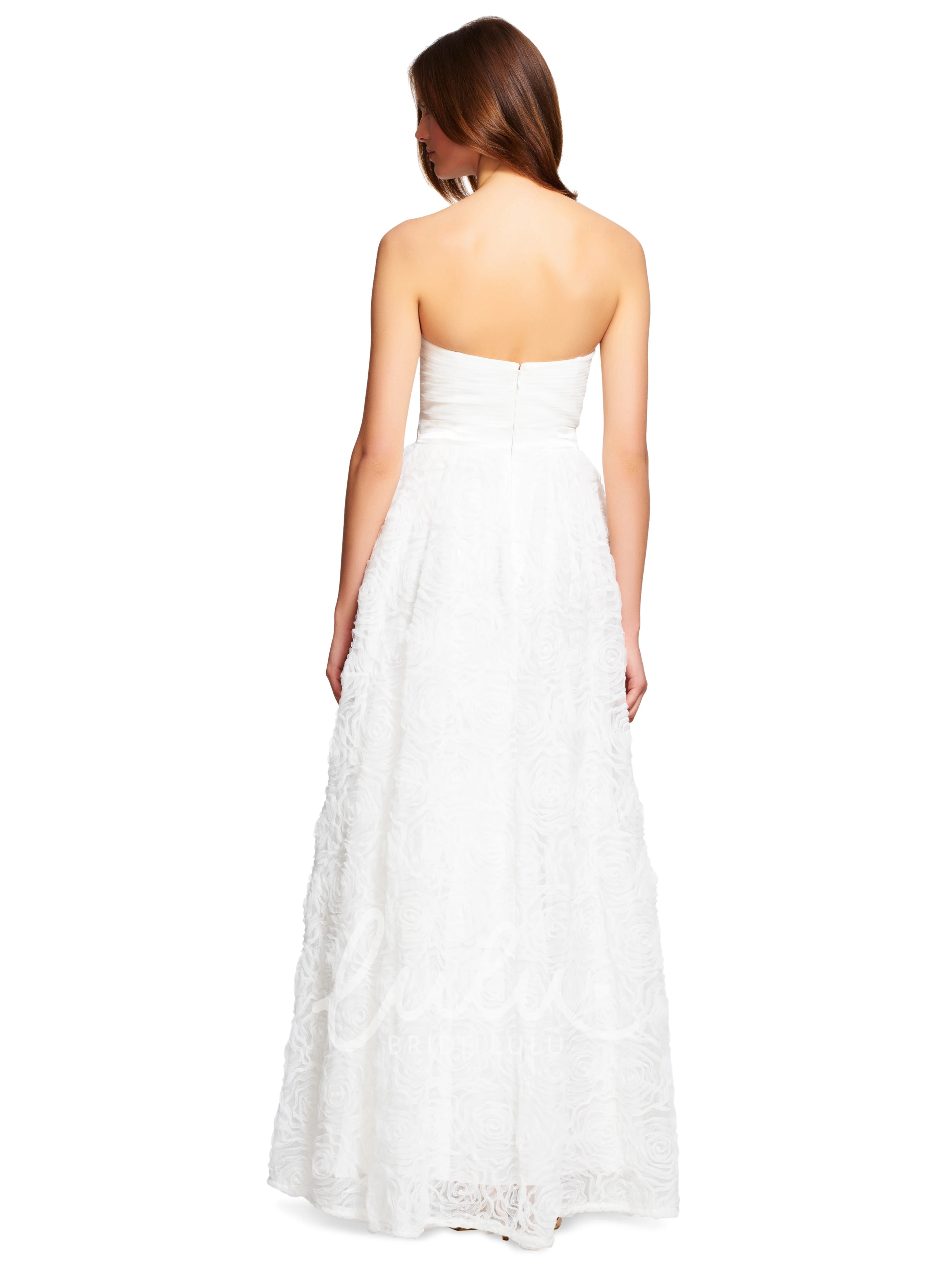 Organza Bridesmaid Dress Strapless A-Line Style with Beading Floor-Length