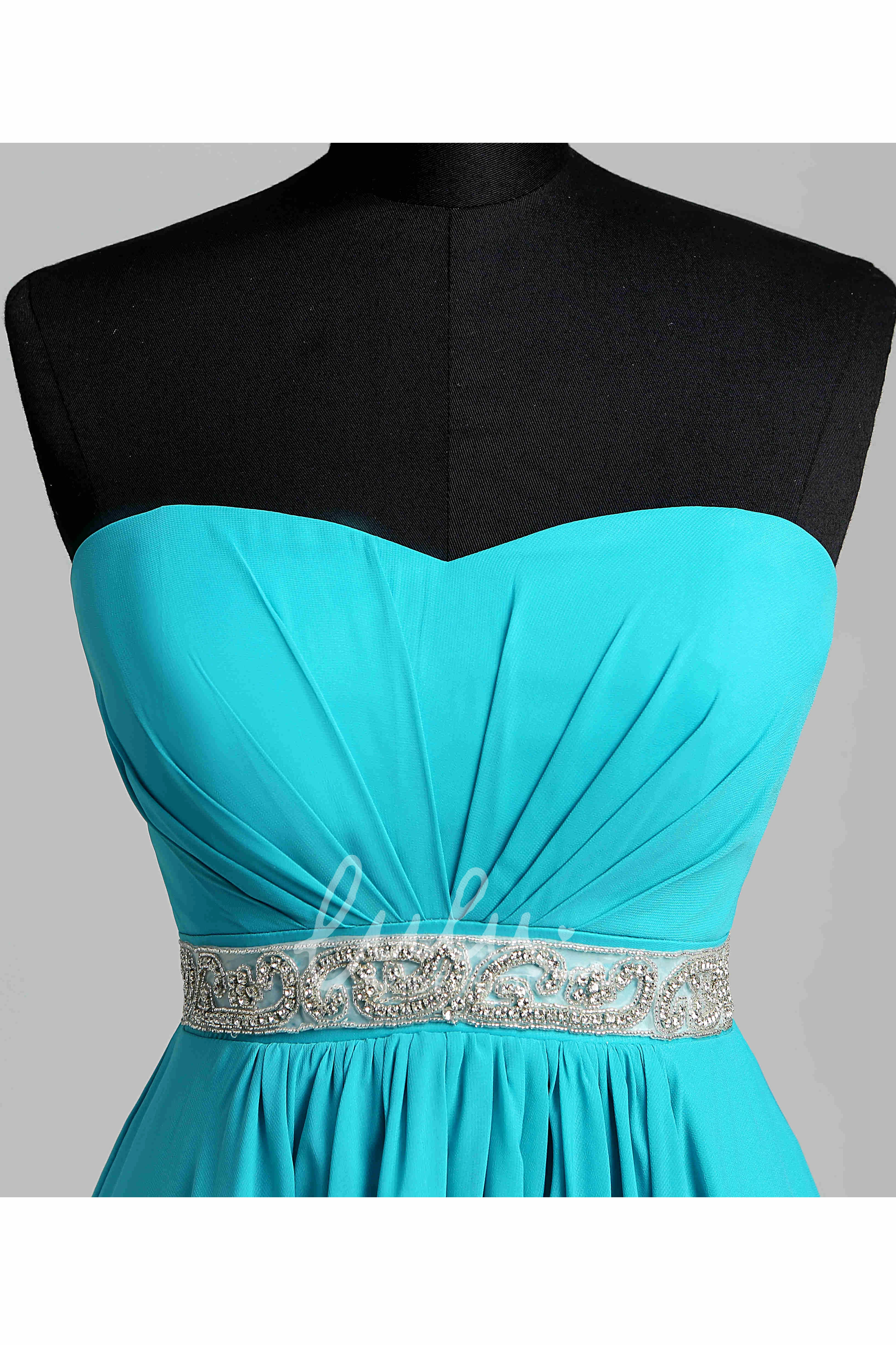 Sweep Train A-line Tulle Dress with Beading Bridesmaid Dress