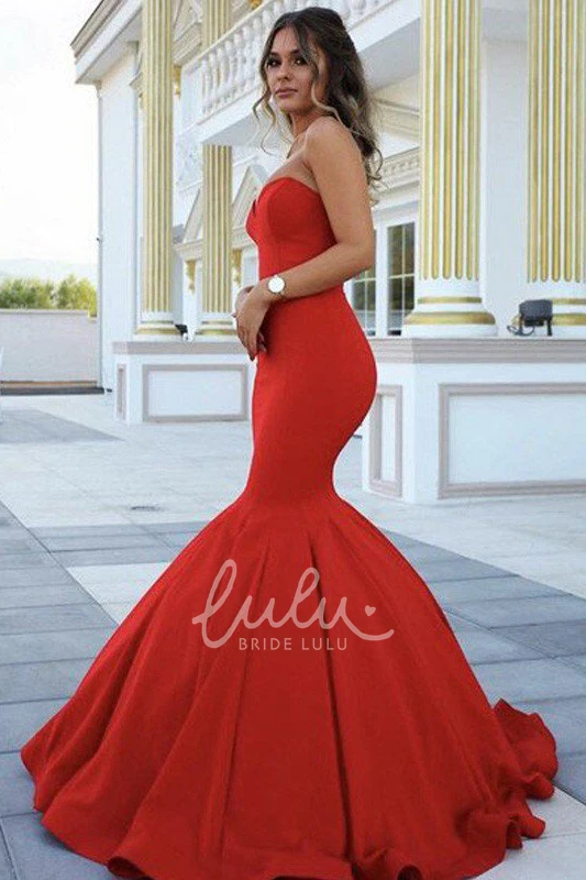 Sweetheart Satin Mermaid Formal Dress with Sweep Train