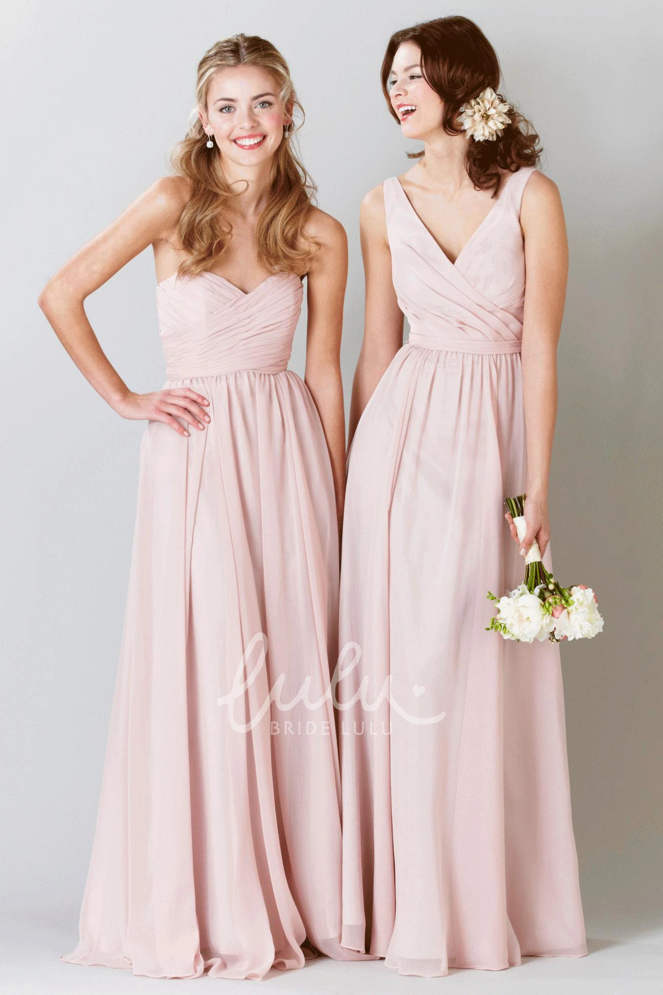 Sweetheart Criss-Cross Sleeveless Chiffon Bridesmaid Dress Floor-Length