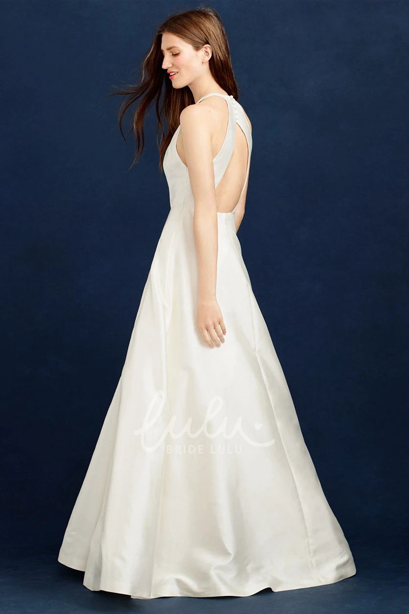 Satin Sleeveless A-Line Scoop-Neck Wedding Dress Classy & Modern