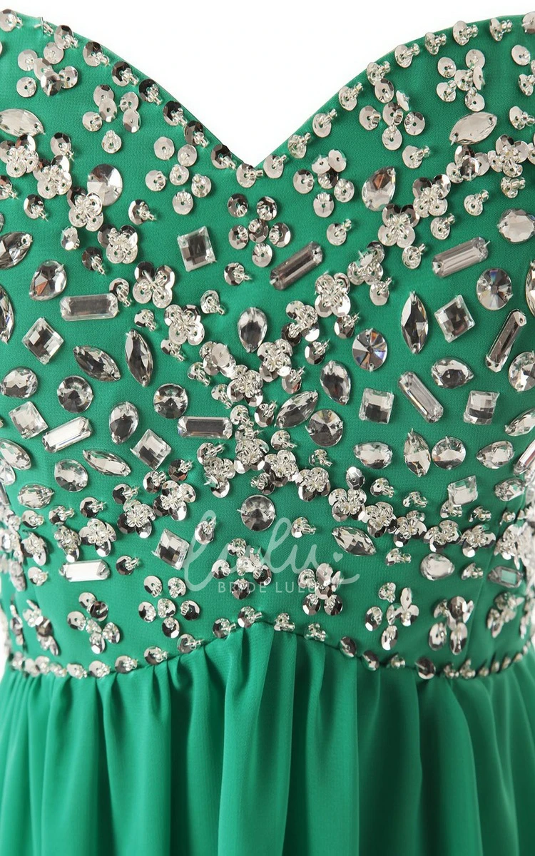 Crystal Bodice Chiffon Dress with Sweetheart Neckline for Women