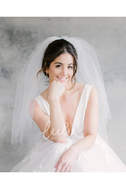 Fluffy Tulle Wedding Veil with Cute Charm