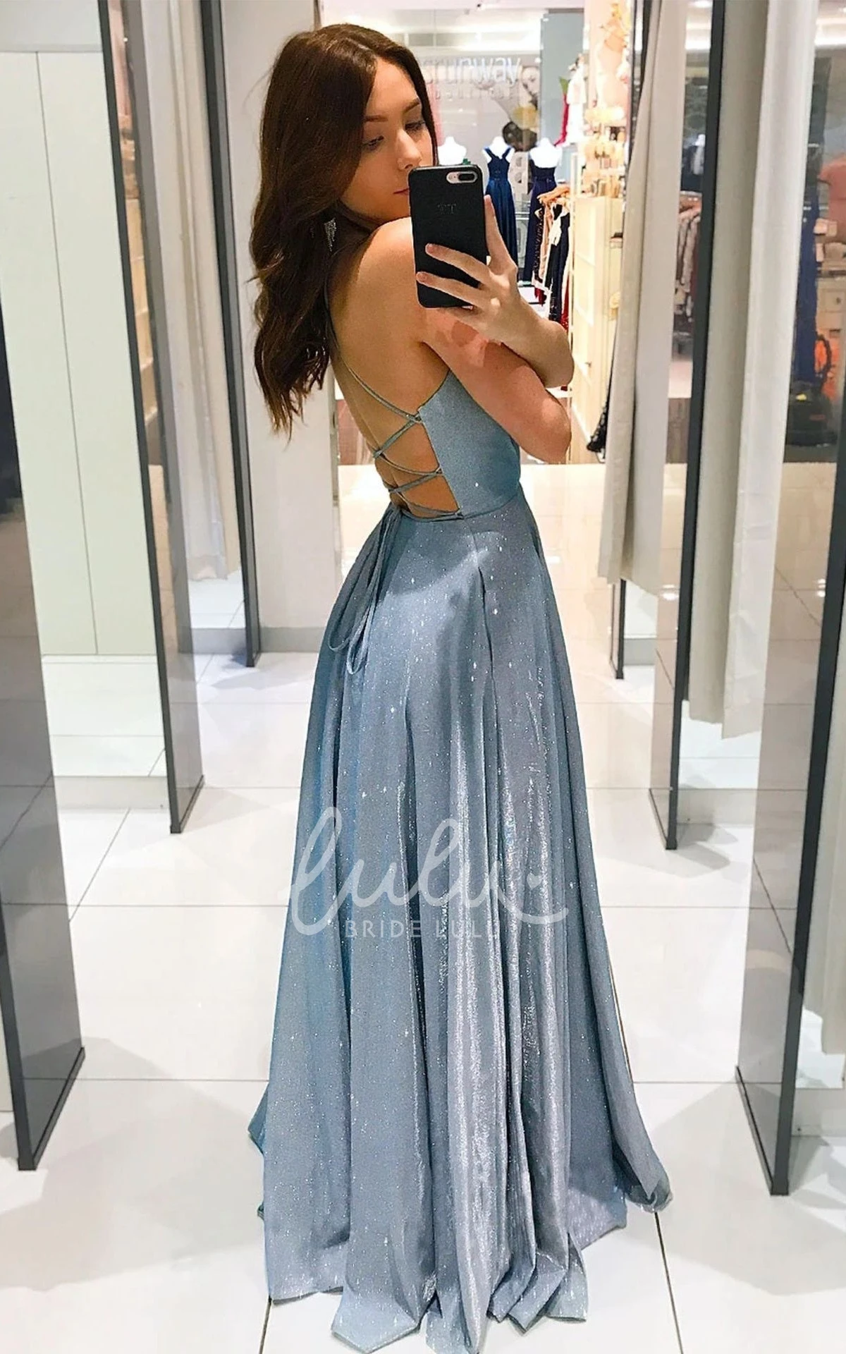 Ruched Satin A-Line Prom Dress with Plunging Neckline Elegant and Modern