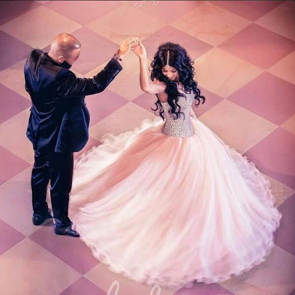 Sweet 16 Quinceanera Dress with Crystal Embellishments and Floor-Length Tulle Skirt