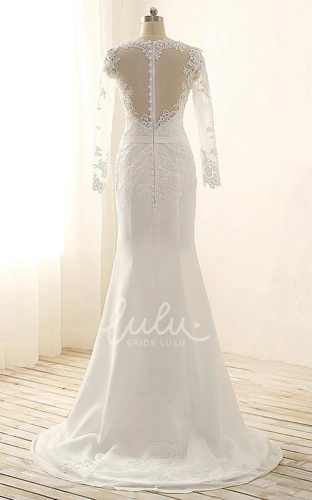 Lace Satin V-Neck Maxi Dress with Beading and Long Sleeves