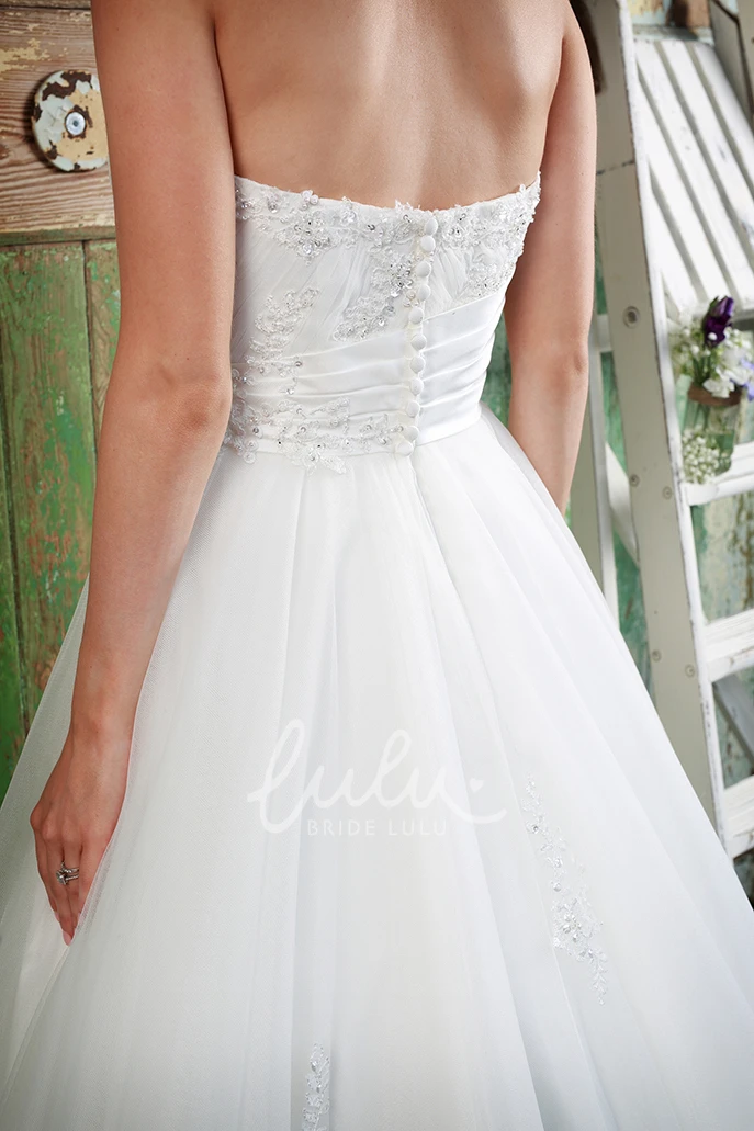 A-Line Sweetheart Tulle Wedding Dress with Beading Stunning Bridal Gown
