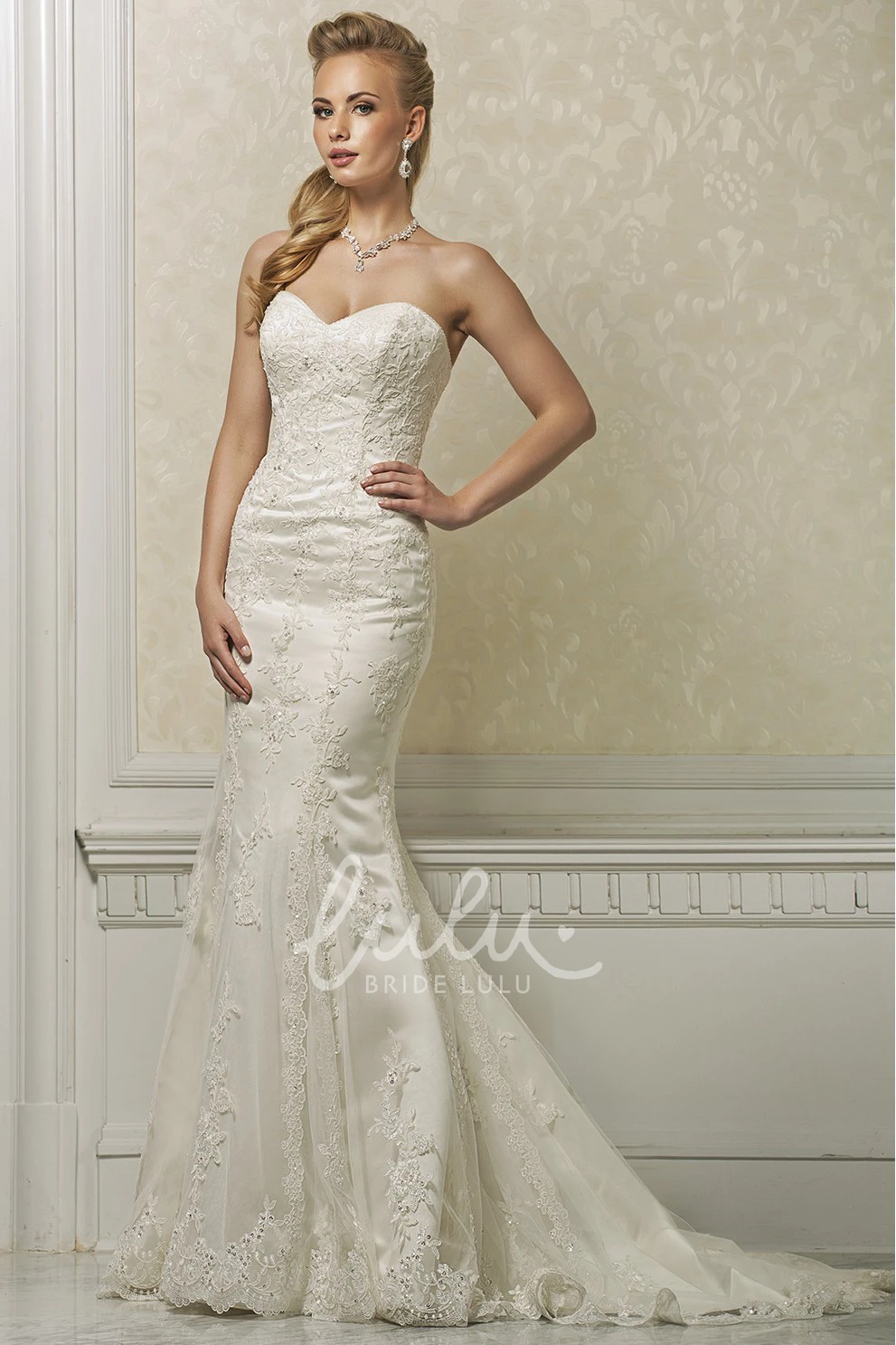 Sweetheart Mermaid Illusion Lace Wedding Dress Elegant Bridal Gown