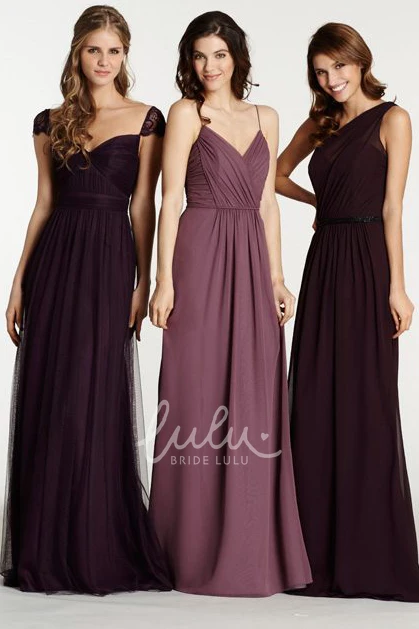 Spaghetti Chiffon Bridesmaid Dress with Ruching Maxi