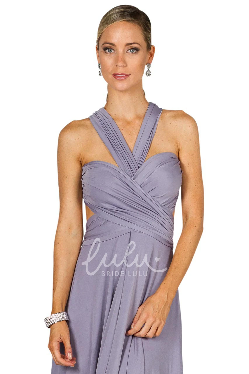 A-Line Floor-Length Haltered Chiffon Bridesmaid Dress Simple and Classy