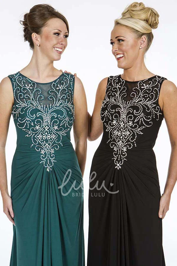 Beaded Floor-Length Sleeveless Scoop-Neck Chiffon Prom Dress Beaded Chiffon Prom Dress with Scoop Neckline and Floor-Length Hem