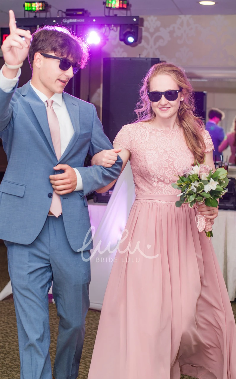 Lace Country Bridesmaid Dress with T-shirt Sleeves Boho & Charming