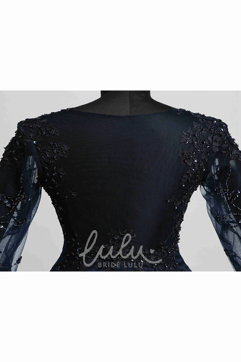 Knee-length Satin Bodycon Dress with Appliques Sequins Classy Prom Dress