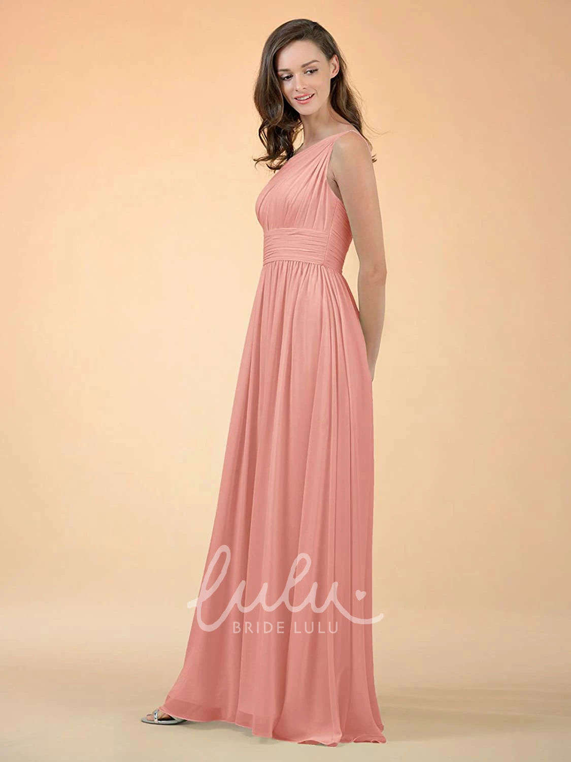 One-shoulder Sleeveless Chiffon A-line Bridesmaid Dress with Ruching Elegant