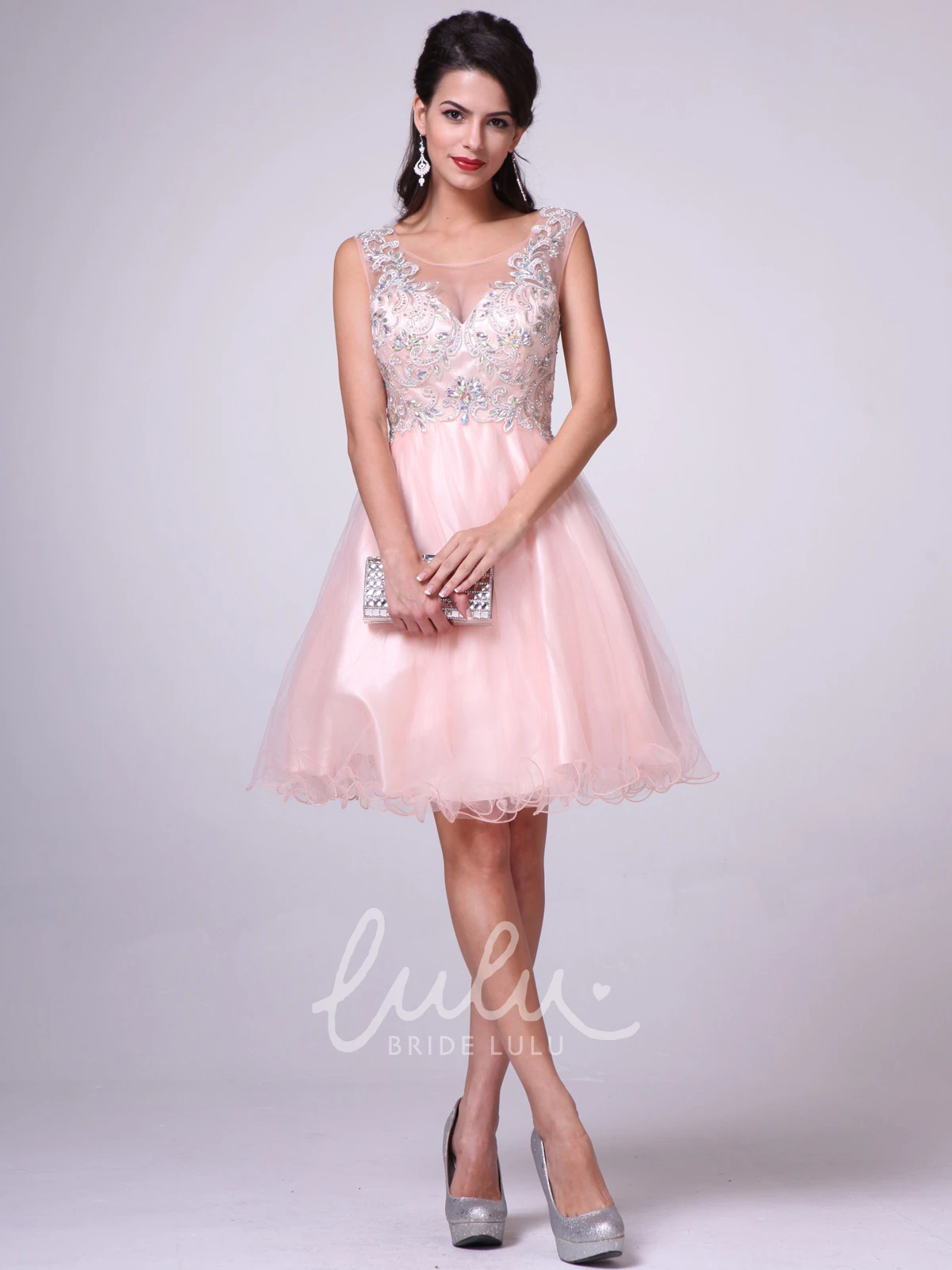 Sleeveless Tulle Satin A-Line Formal Dress with Beading and Ruffles