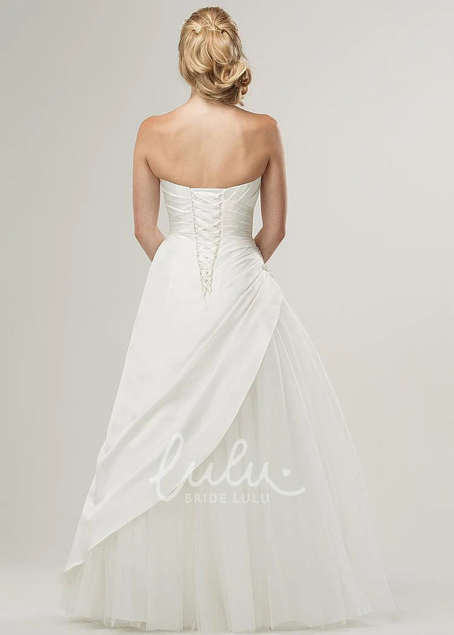 Sweetheart Satin Wedding Dress with Beading and Corset Back Floor-Length