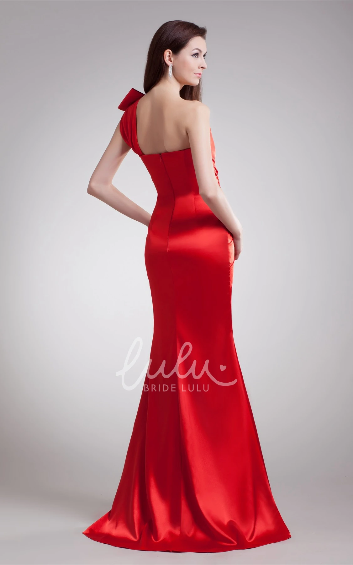 Satin One-Shoulder Ruched Evening Dress Formal Formal Dress