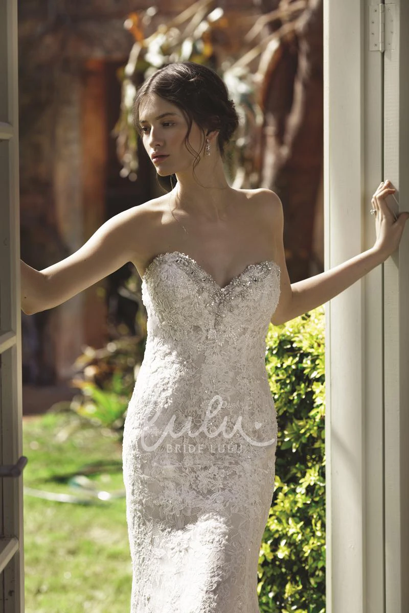 Mermaid Lace Wedding Dress with Sweetheart Neckline and Beading