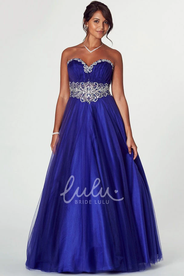 Ruched Sweetheart Sleeveless A-Line Tulle Prom Dress