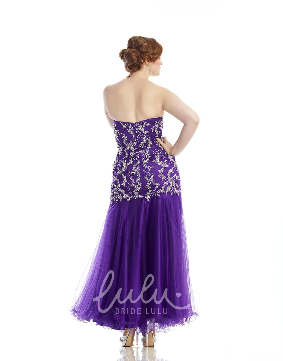 Sweetheart Mermaid Tulle Satin Beaded Ruffles Formal Dress