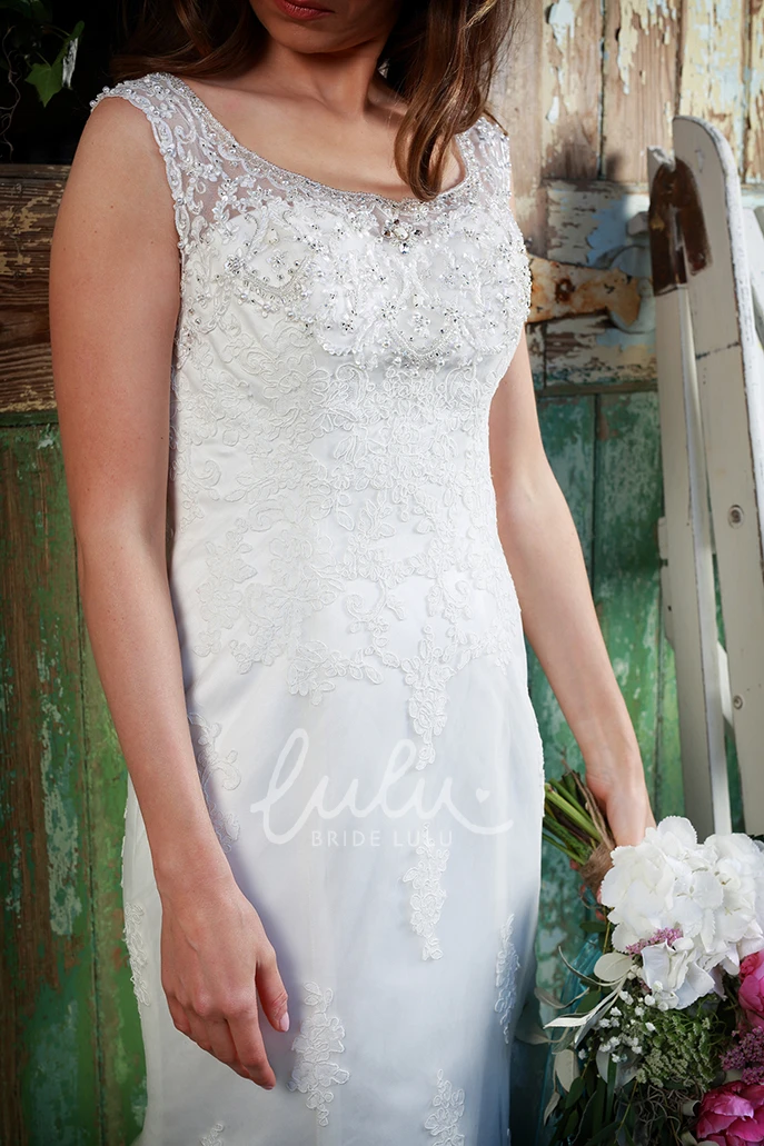 Floor-Length V-Neck Sleeveless Lace Wedding Dress With Appliques Unique Bridal Gown for Women