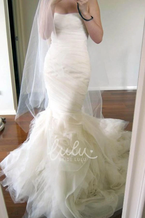 Strapless Mermaid Tulle Backless Wedding Dress with Zipper