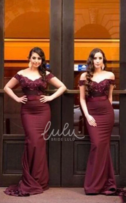 Off-the-shoulder Sleeveless Satin Trumpet Bridesmaid Dress