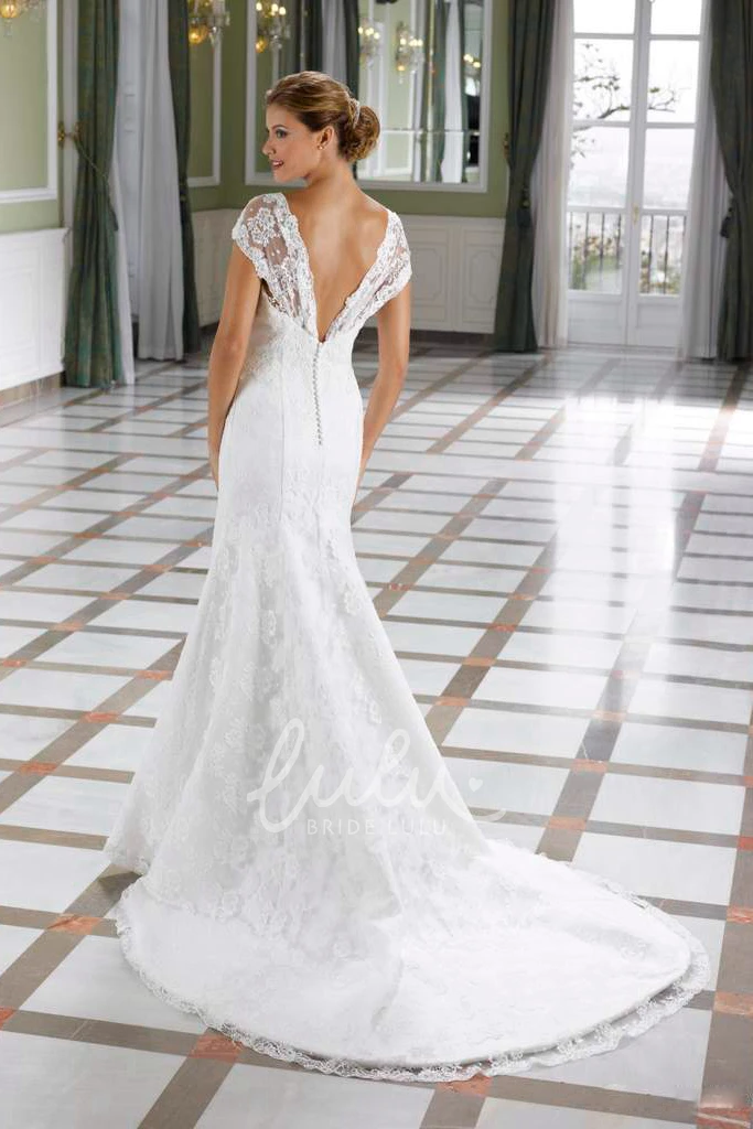 Cap-Sleeve Sweetheart Lace Wedding Dress