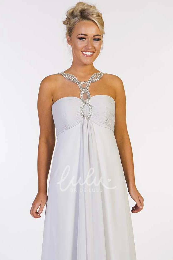 Empire Beaded A-Line Floor-Length Sweetheart Prom Dress with Ruching and Zipper Back Unique Chiffon Dress