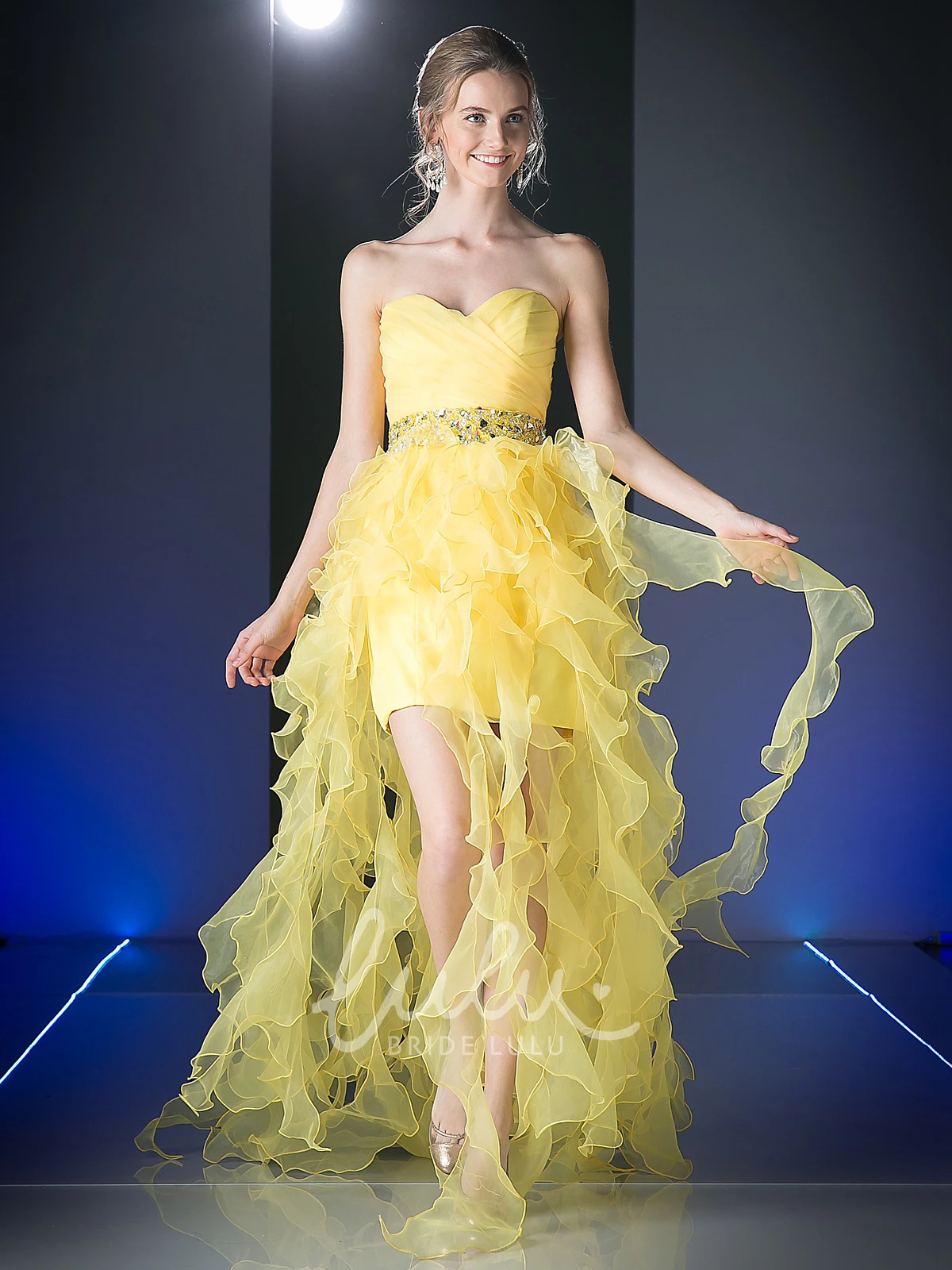 Organza Sweetheart Knee-Length Dress with Criss Cross Formal Dress