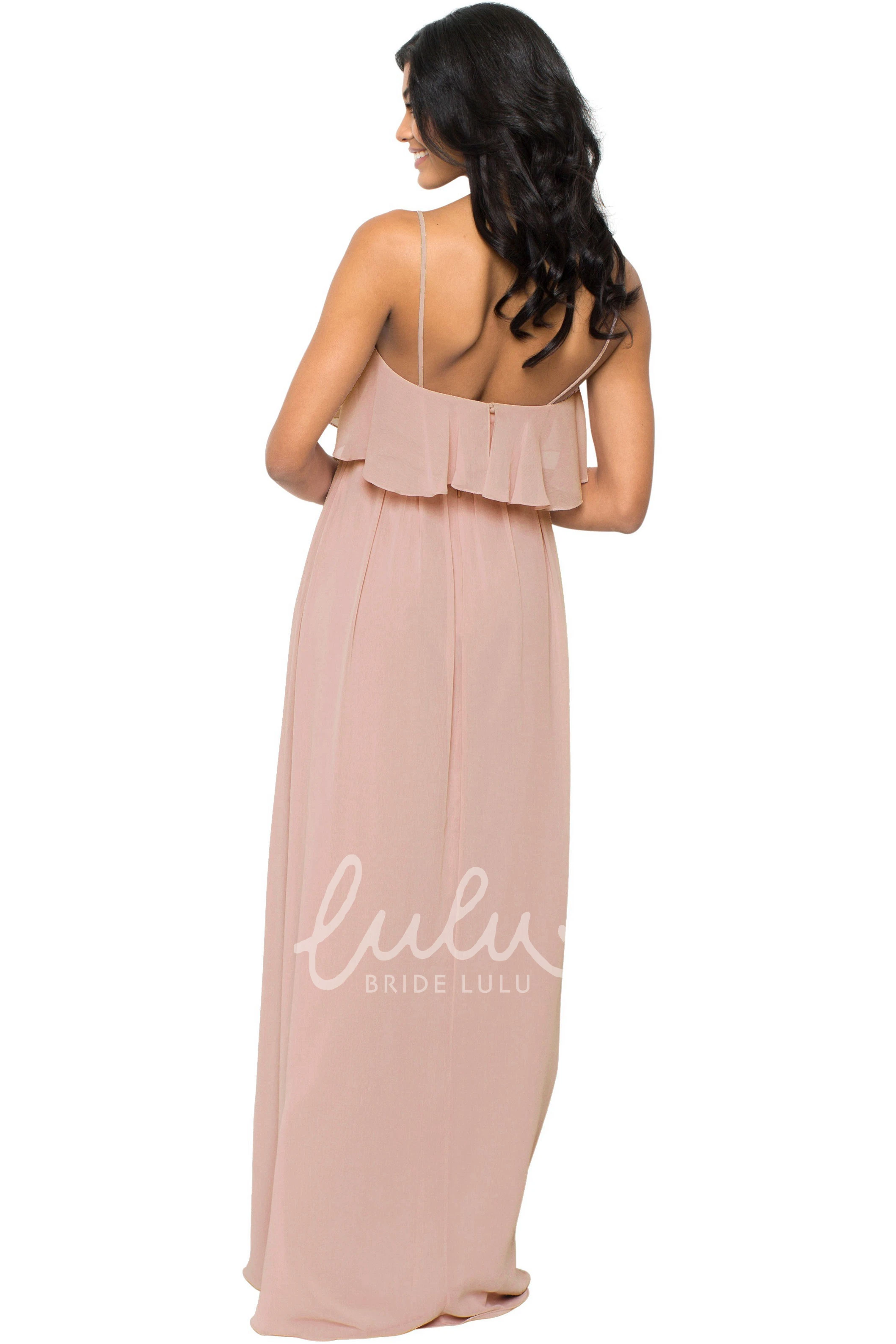 Draped Spaghetti Chiffon Bridesmaid Dress Sleeveless Multi-Color Convertible