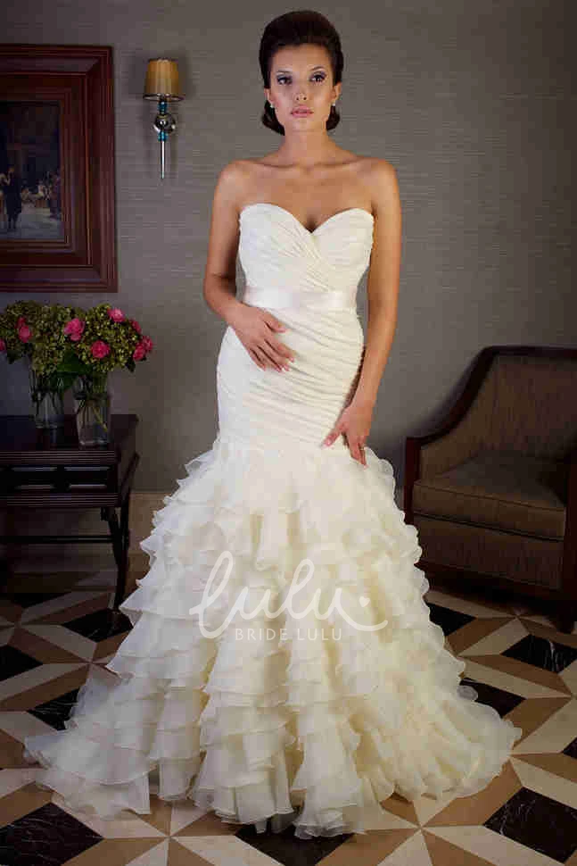 Tiered Organza Mermaid Wedding Dress with Sweetheart Neckline