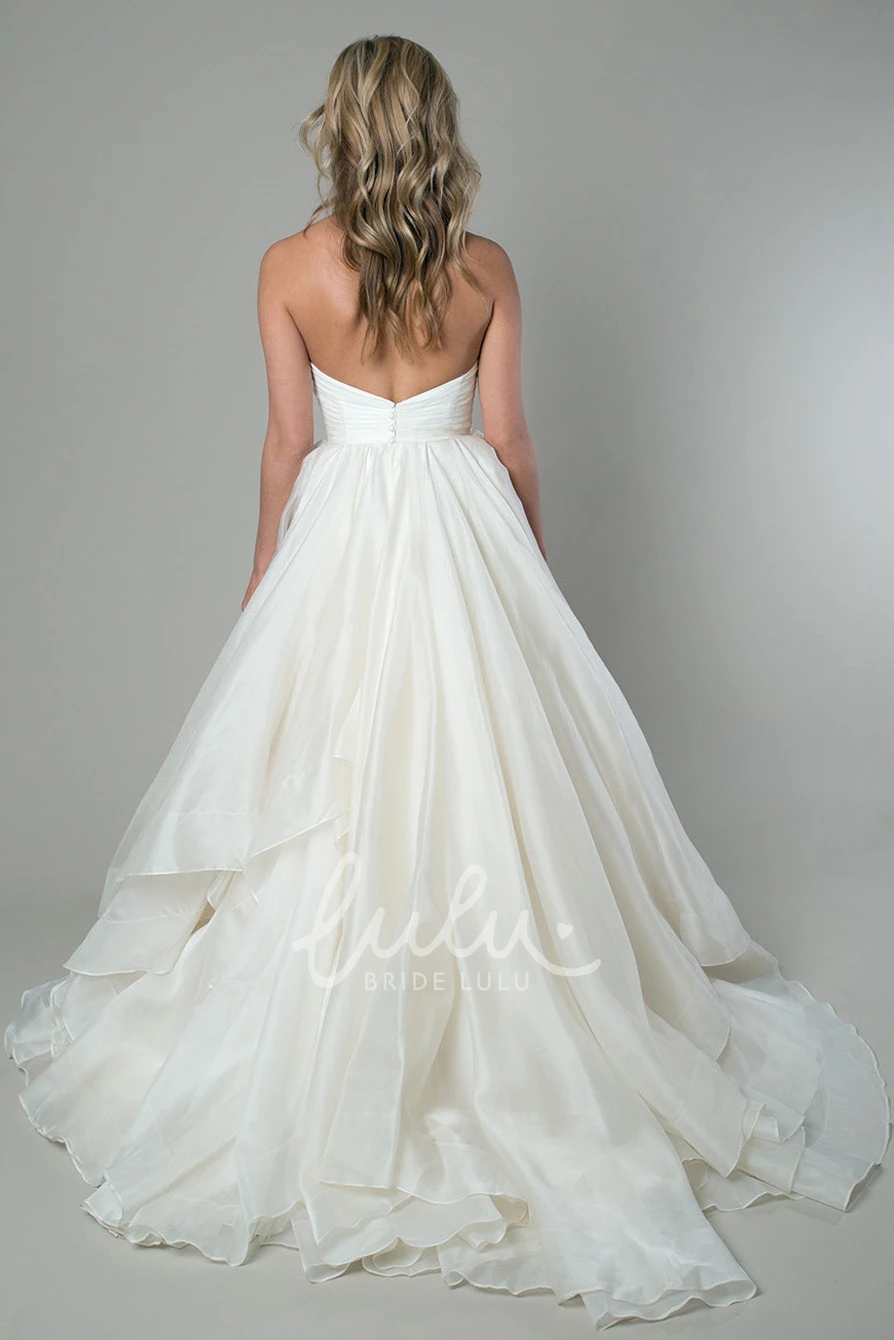 Draped Organza Wedding Dress A-Line Sweetheart Floor-Length Dress Modern