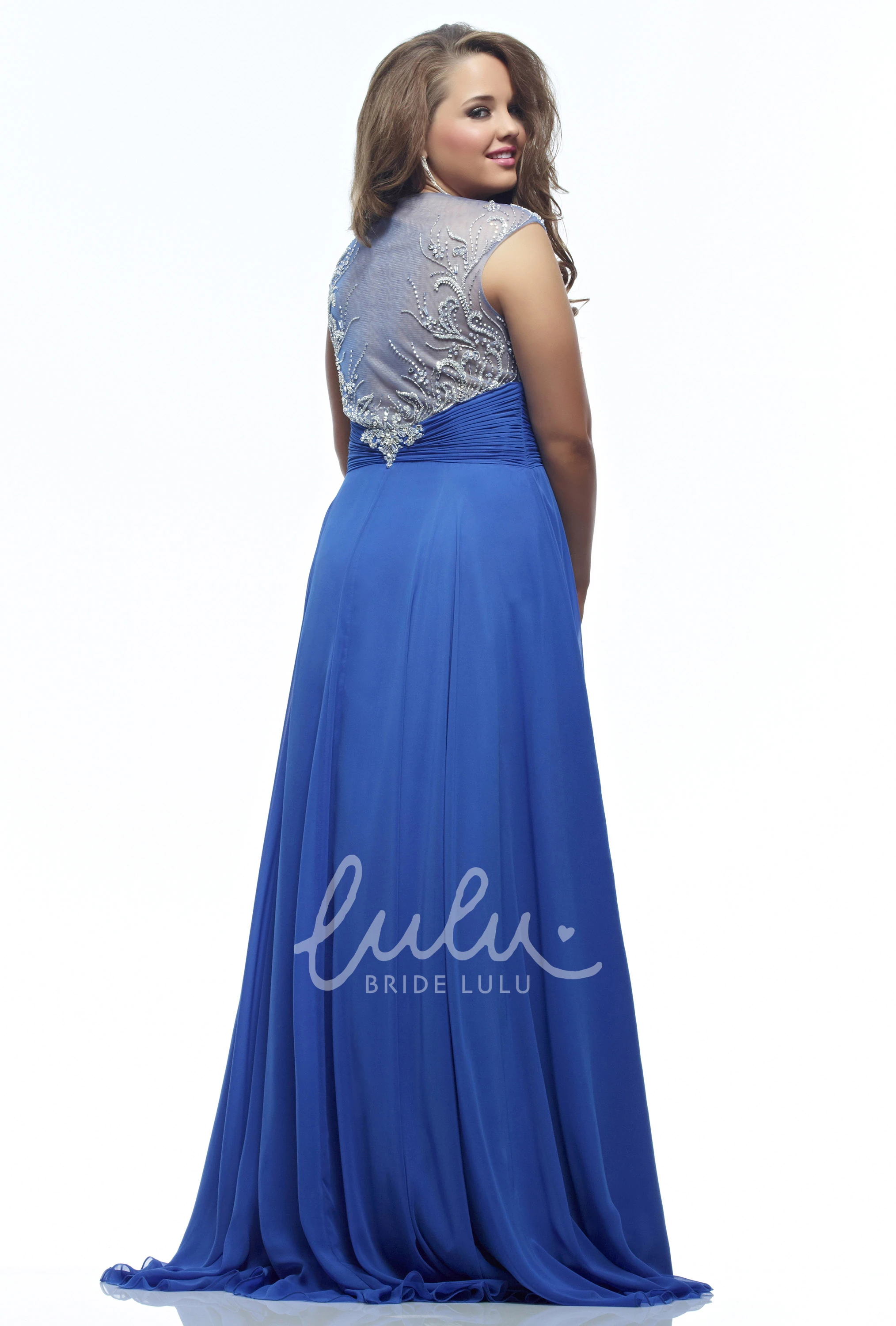 Illusion A-line Bridesmaid Dress with V-neck and Beaded Jersey Fabric