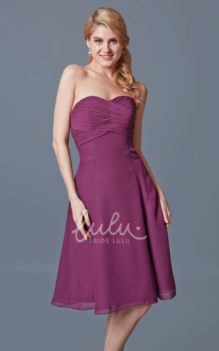 Short Chiffon Dress with Empire Waist and Ruching Flowy Bridesmaid Dress