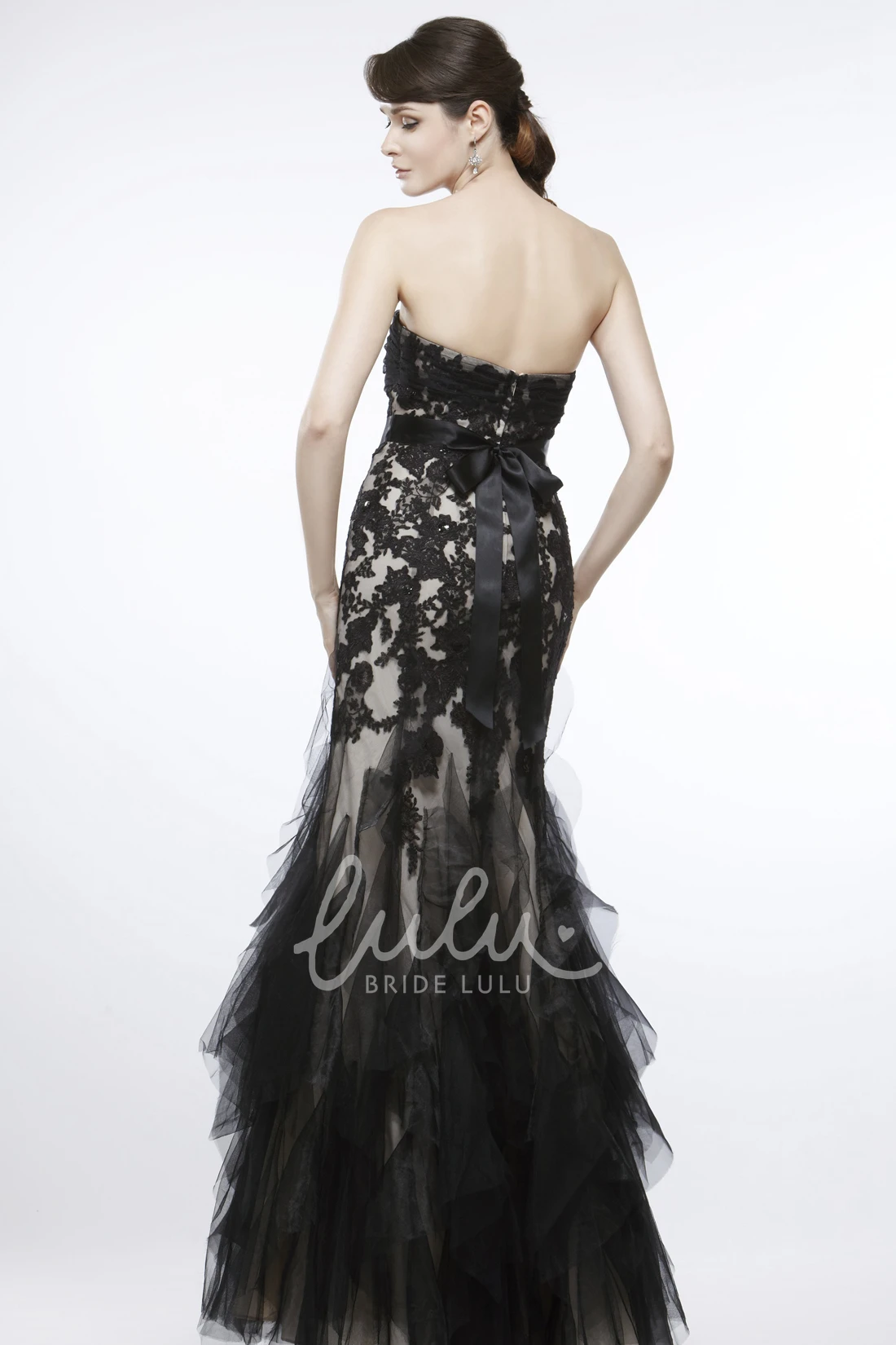 Sleeveless Mermaid Tulle Prom Dress with Jewelled Waist and Ruffles