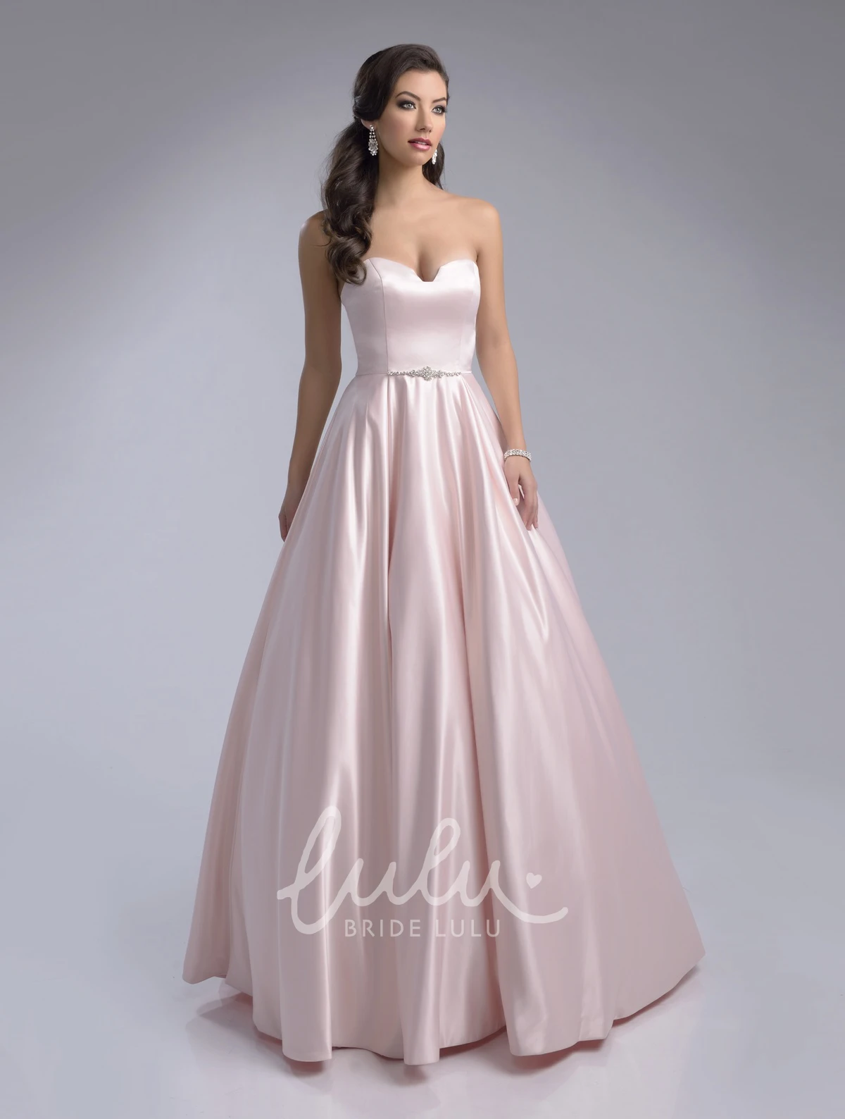 A-Line Satin Sweetheart Wedding Dress with Crystal Waist