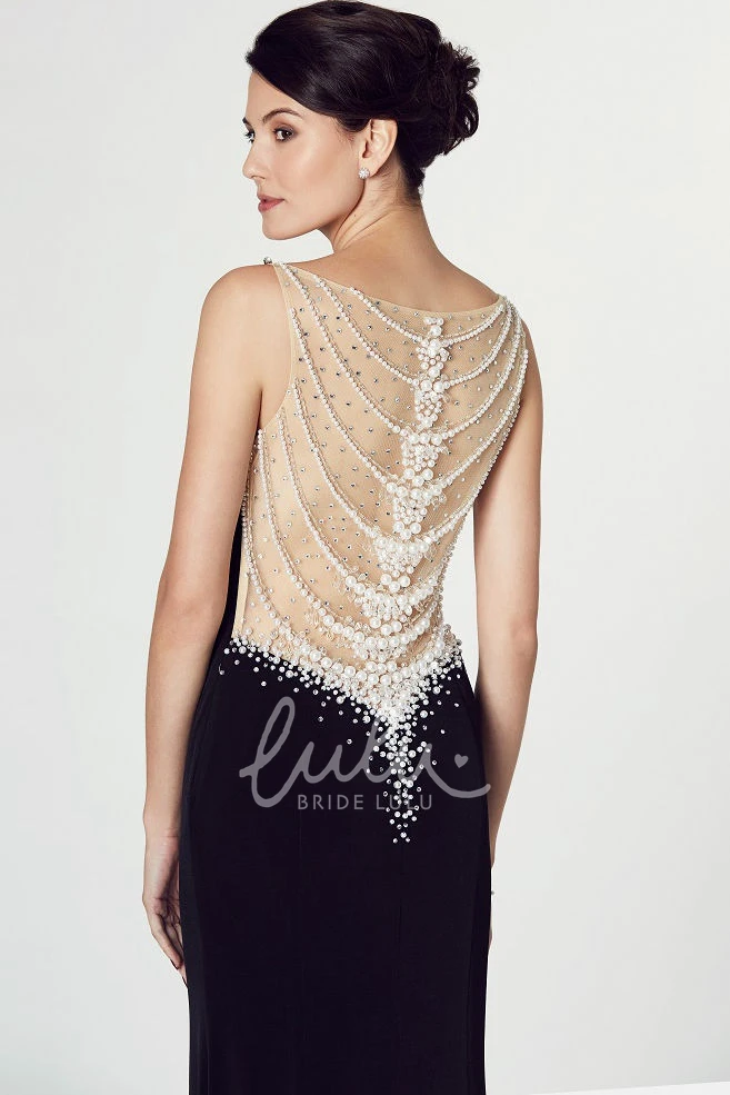 Beaded V-Neck Jersey Prom Dress Sleeveless
