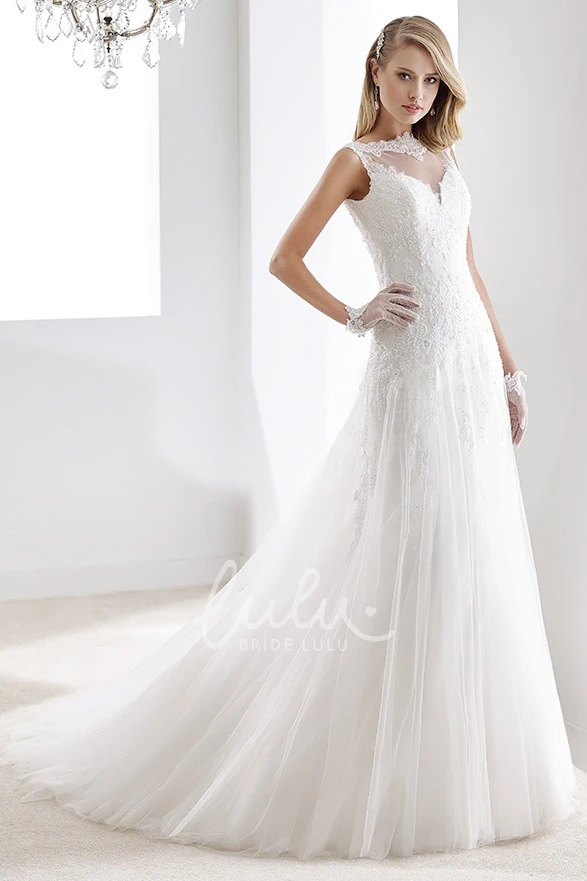 Sheath Lace Wedding Gown with V-Neck Beaded Details and Open Back