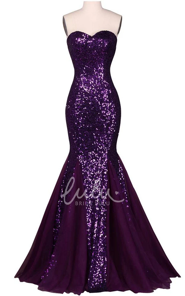 Sleeveless Sequin Dress Sweetheart Lace-Up Back Prom Dress