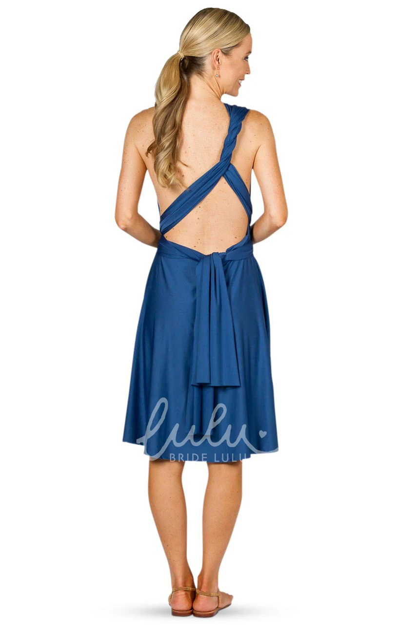 Knee-Length Sleeveless Chiffon Bridesmaid Dress with Ruching and Straps Flowy Bridesmaid Dress