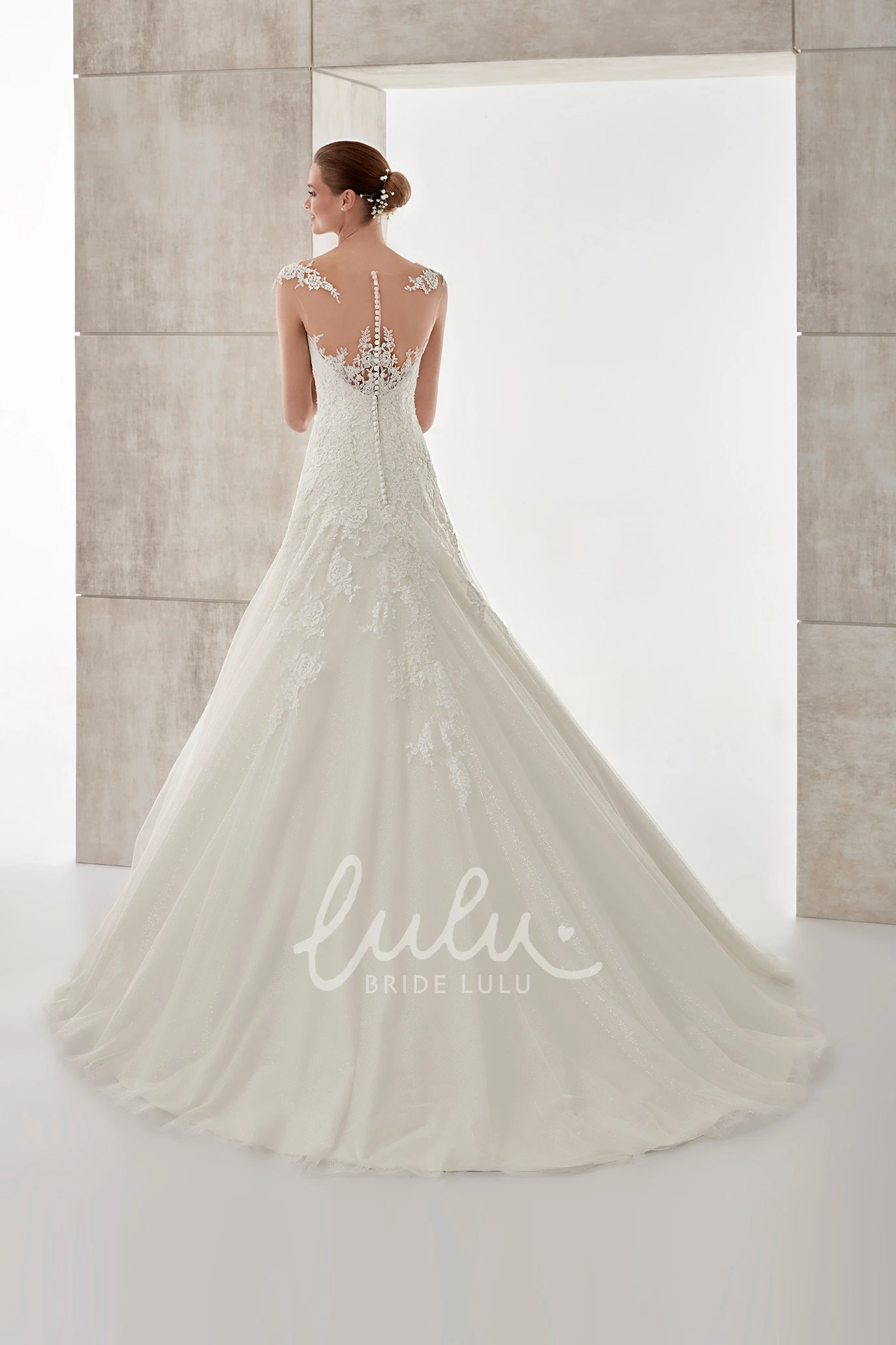 Floral Straps Lace Applique A-Line Wedding Dress