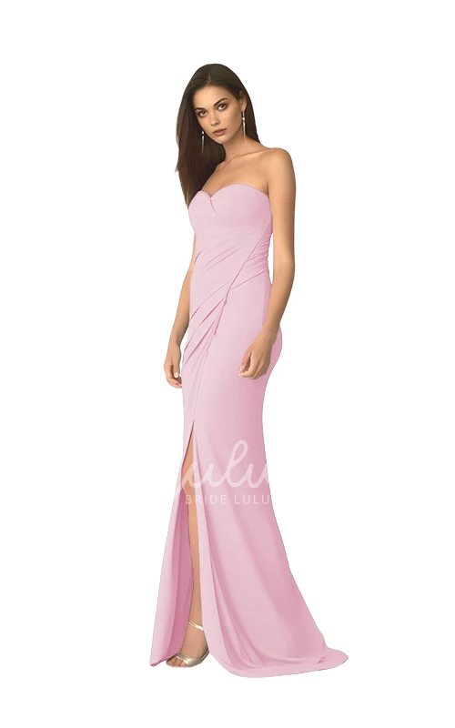 Off-Shoulder Satin Bridesmaid Dress with Front Split Simple & Elegant