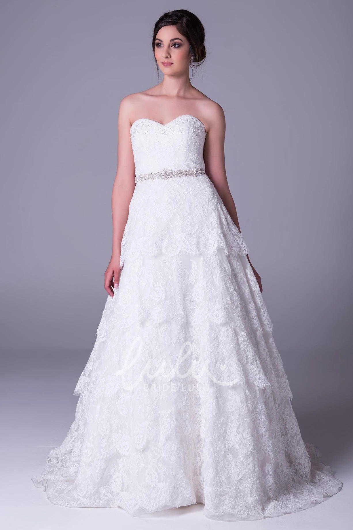 Tiered Lace A-Line Sweetheart Wedding Dress